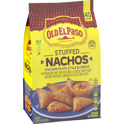 Old El Paso Stuffed Nachos, Chicken Fajita Style and Cheese, Frozen Snacks, 40 Count, 17 oz