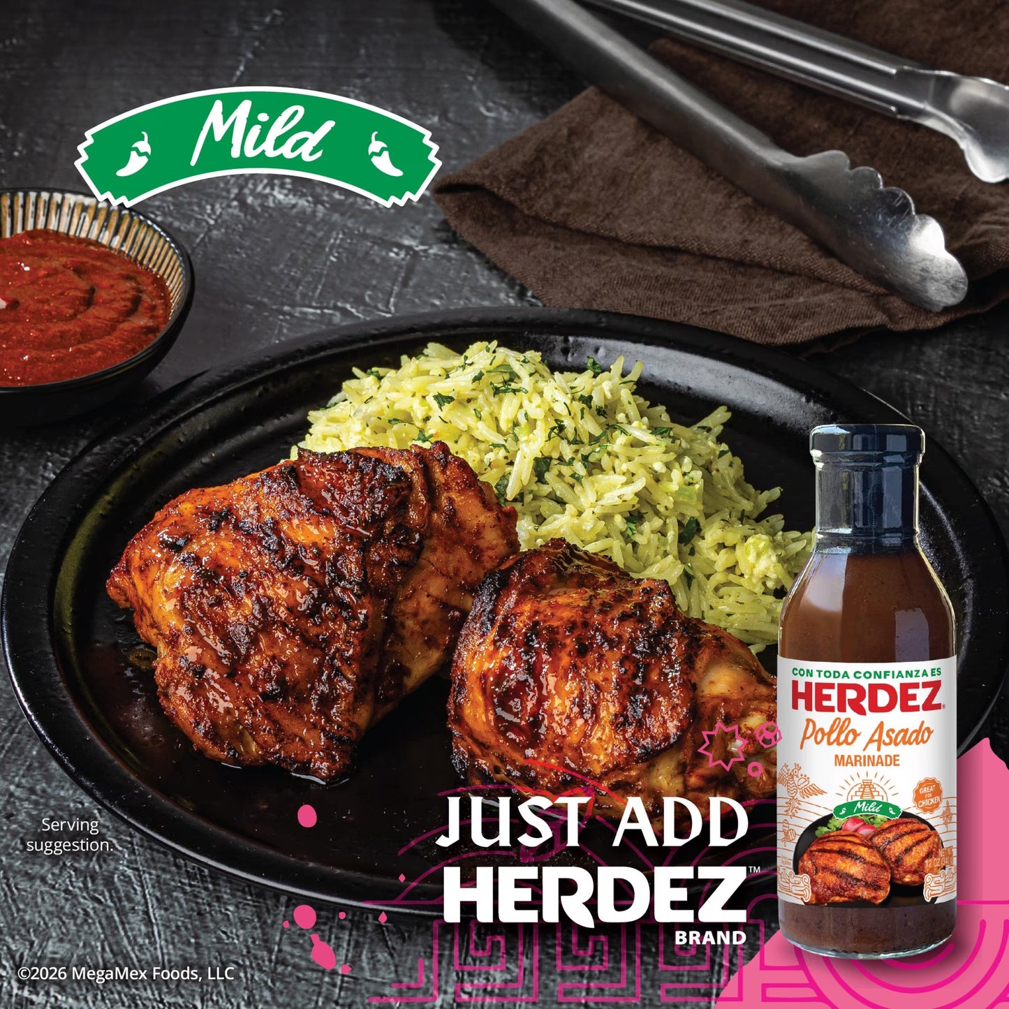 HERDEZ Pollo Asado Marinade Mild, Marinade, 12oz Glass Bottle