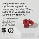 Sports Research Vitamin D3 + K2 Gummies, Plant-Based, 90 ct