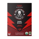 Death Wish Coffee Co., Organic and Fair Trade, Single Serve Coffee Pods, Dark Roast, 18 Count