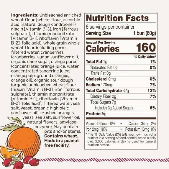 Ozery Bakery Cranberry Orange Morning Rounds, Breakfast Buns, 6 Buns per Bag, 12.7 oz