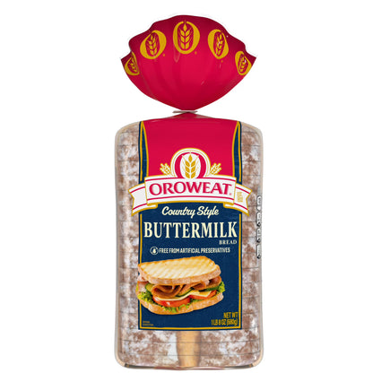 Oroweat Country Style Buttermilk Bread, 24 oz, White Bread, Bag