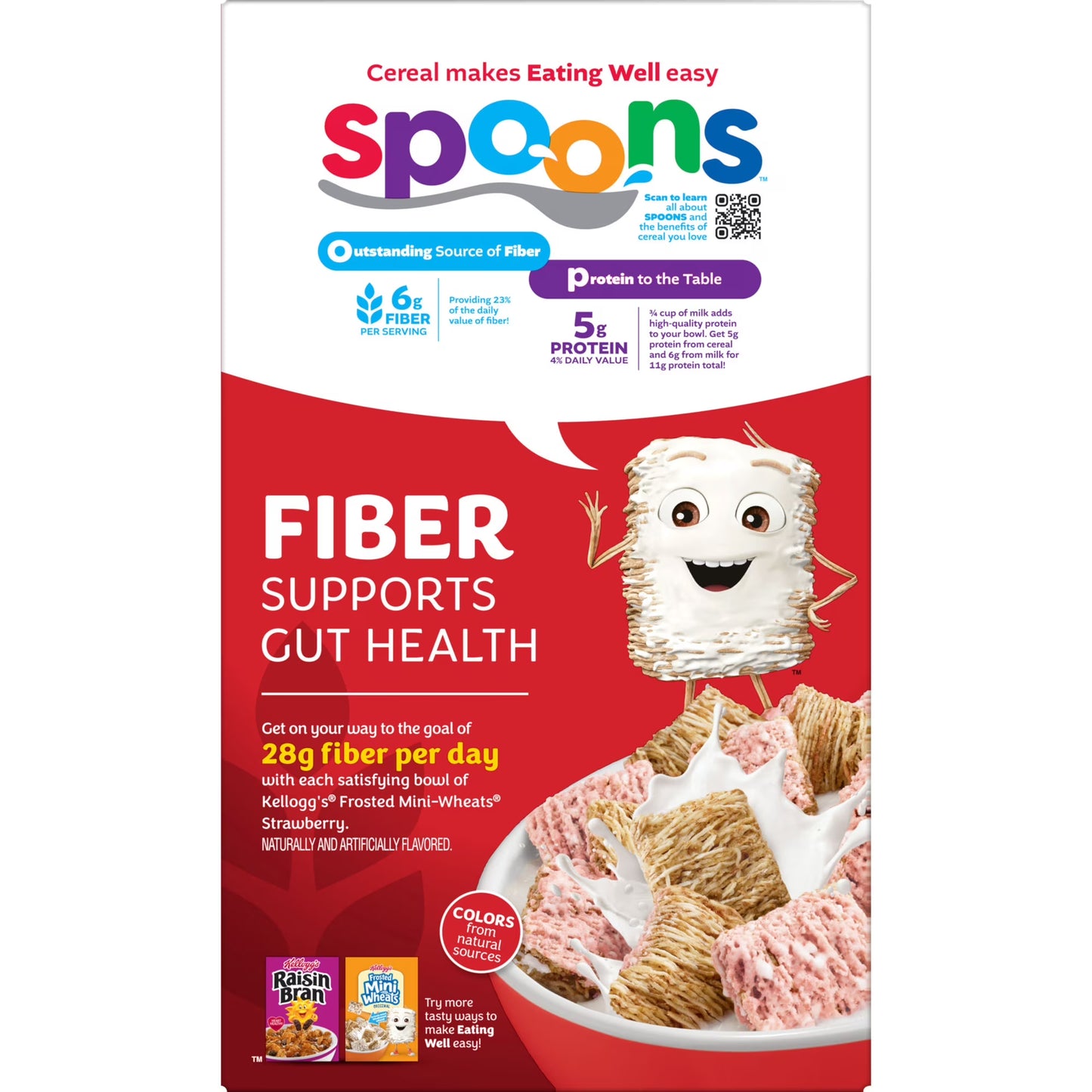 Kellogg's Frosted Mini-Wheats Strawberry Breakfast Cereal, High Fiber, Family Size, 20 oz