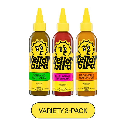 Yellowbird Classic Hot Sauce Variety Pack, Habanero, Serrano, Blue Agave Sriracha, 6.7 oz of each