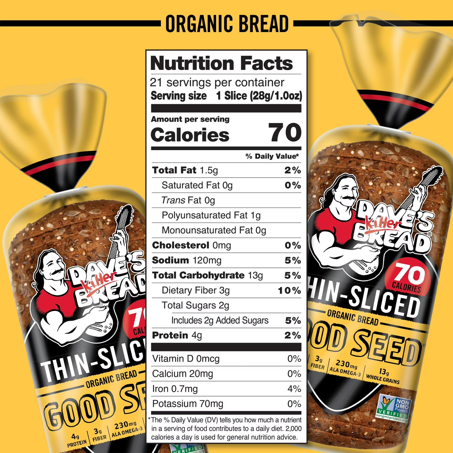 Dave's Killer Bread Thin-Sliced Good Seed Organic Bread 20.5 oz, Shelf-Stable