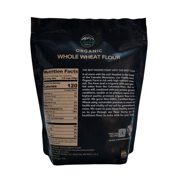 2 lb. Retail Bag of Organic Whole Wheat Flour