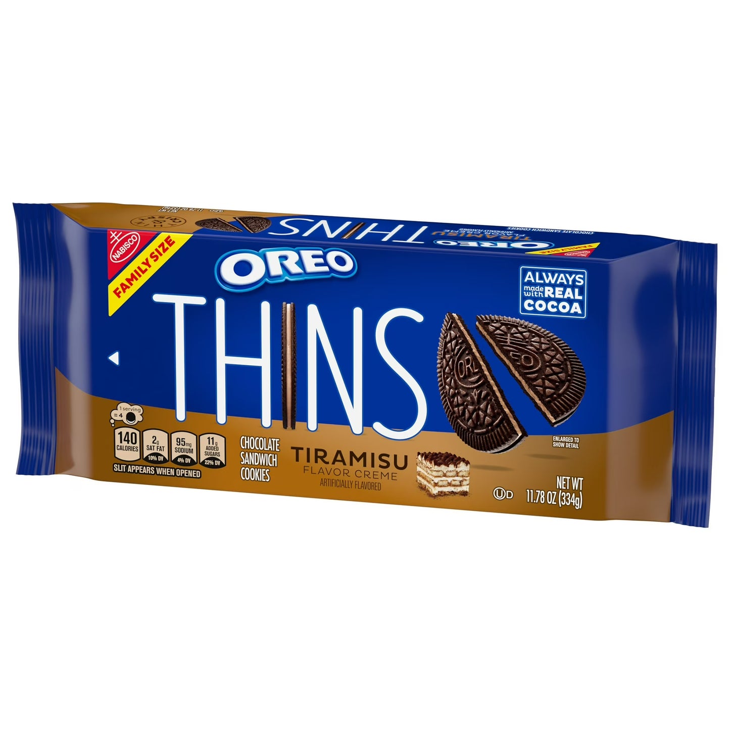 OREO Thins Tiramisu Creme Chocolate Sandwich Cookies, Family Size, 11.78 oz