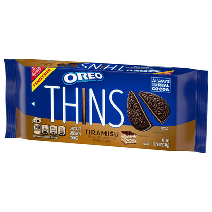 OREO Thins Tiramisu Creme Chocolate Sandwich Cookies, Family Size, 11.78 oz