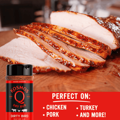 ( 2 Pack ) Kosmos Q Dirty Bird Dry BBQ Rub and Seasonings for Beef, Chicken & Pork, 11 oz
