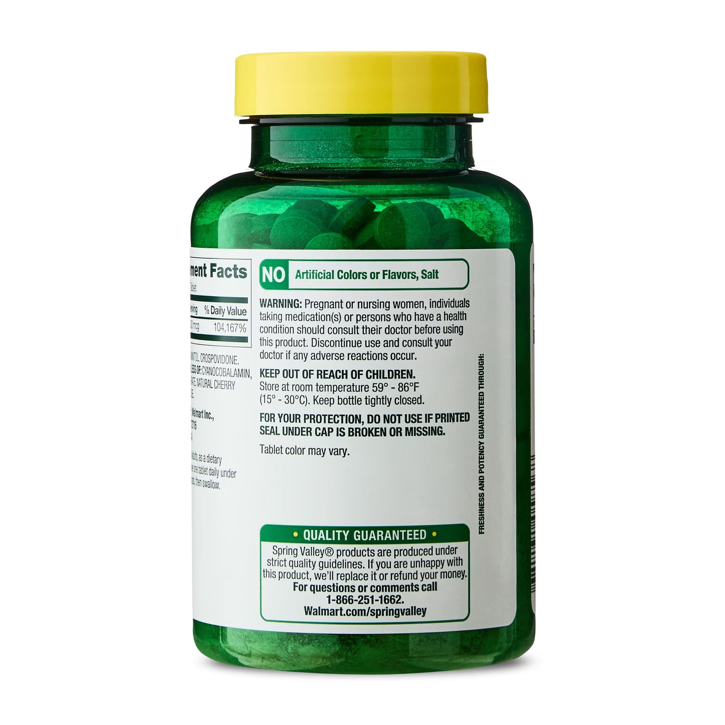 Spring Valley Vitamin B12 Supplement, 2500 mcg, Cherry, 120 Count, Quick-Dissolve Tablets