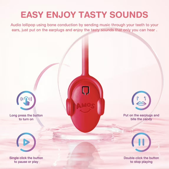 Amos Tasty Sound Lollipops Watermelon, Natural Flavored Music Lollipop 0.42oz