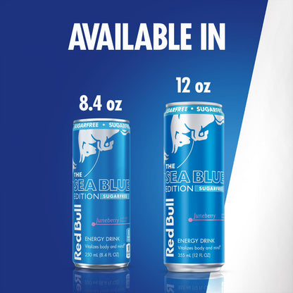 Red Bull Sea Blue Edition Sugarfree Energy Drink, Juneberry, 12 fl. oz., 6 x 4 Cans