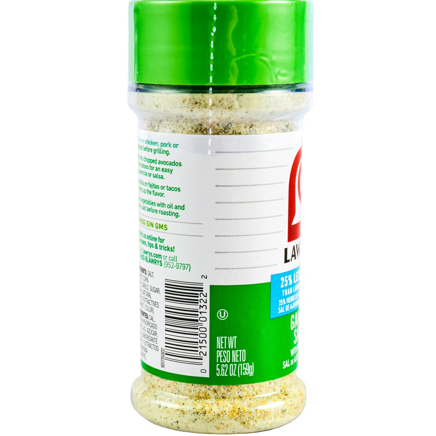 Lawry's Kosher 25% Less Sodium Garlic Salt With Parsley, 5.62 oz Bottle