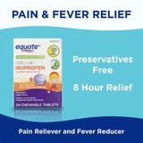Equate Children's Pain Reliever/Fever Reducer Ibuprofen Chewable Tablets, Grape Flavor, 100 mg, 24 Count