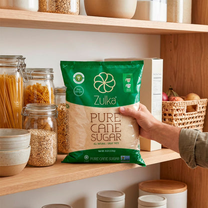 Zulka Pure Cane Sugar, 8 lb, Vegan & Plant Based and Non GMO
