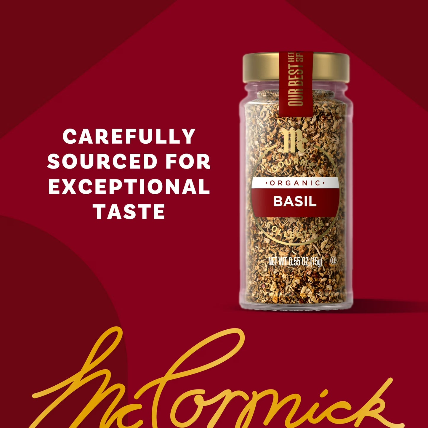 McCormick Gourmet Organic Basil Leaves, 0.55 oz Bottle