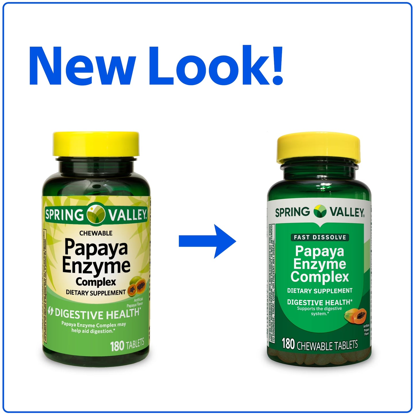 Spring Valley Papaya Enzyme Complex Chewable Tablets Dietary Supplement, Digestive Health, 180 Count
