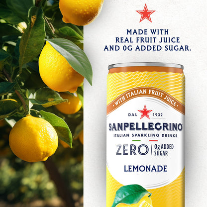 SanPellegrino Soda Italiana Sparkling Lemonade, Low Calorie Zero Added Sugar, 24 Pack Cans