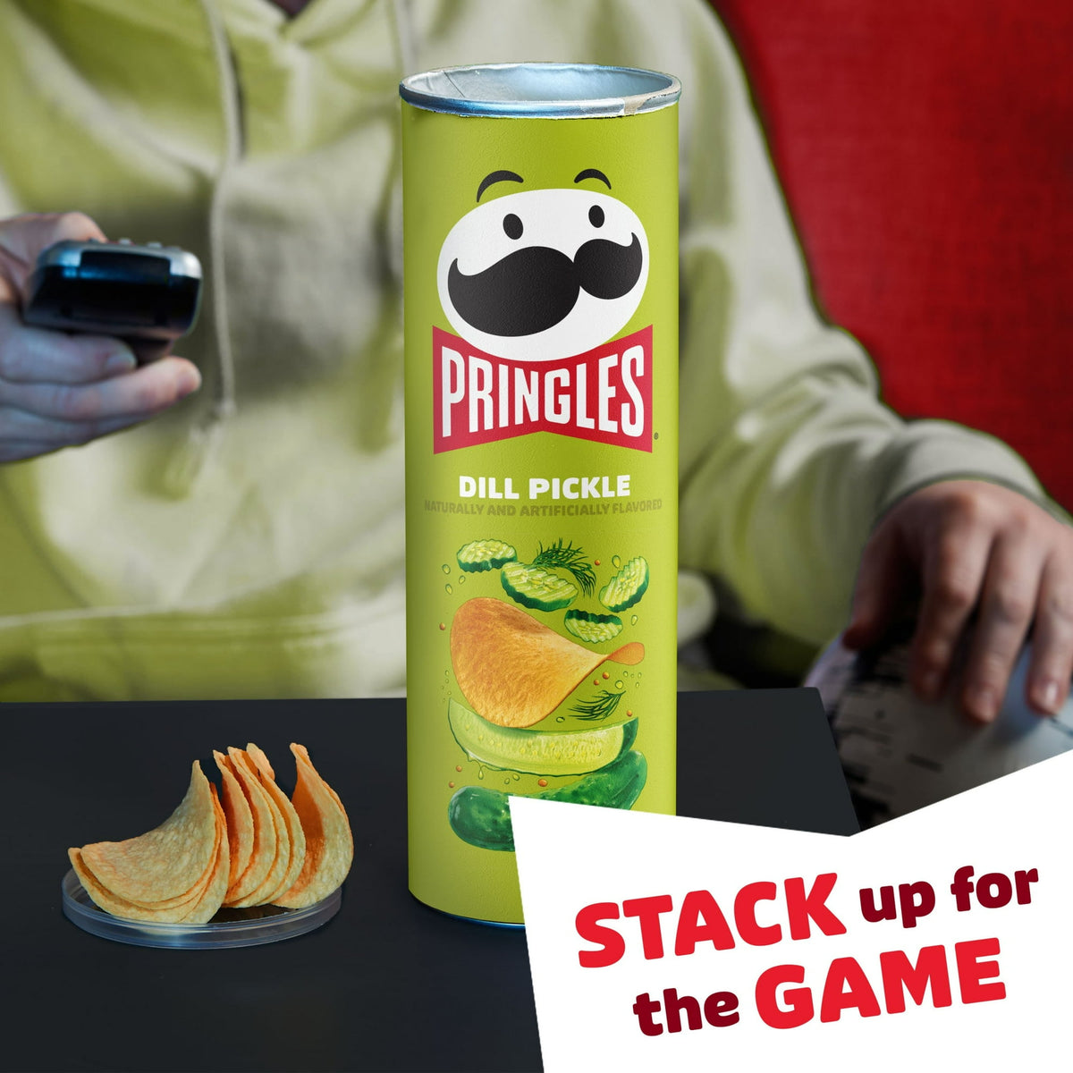 Pringles Dill Pickle Potato Crisps Chips, Lunch Snacks, 5.5 oz Canister