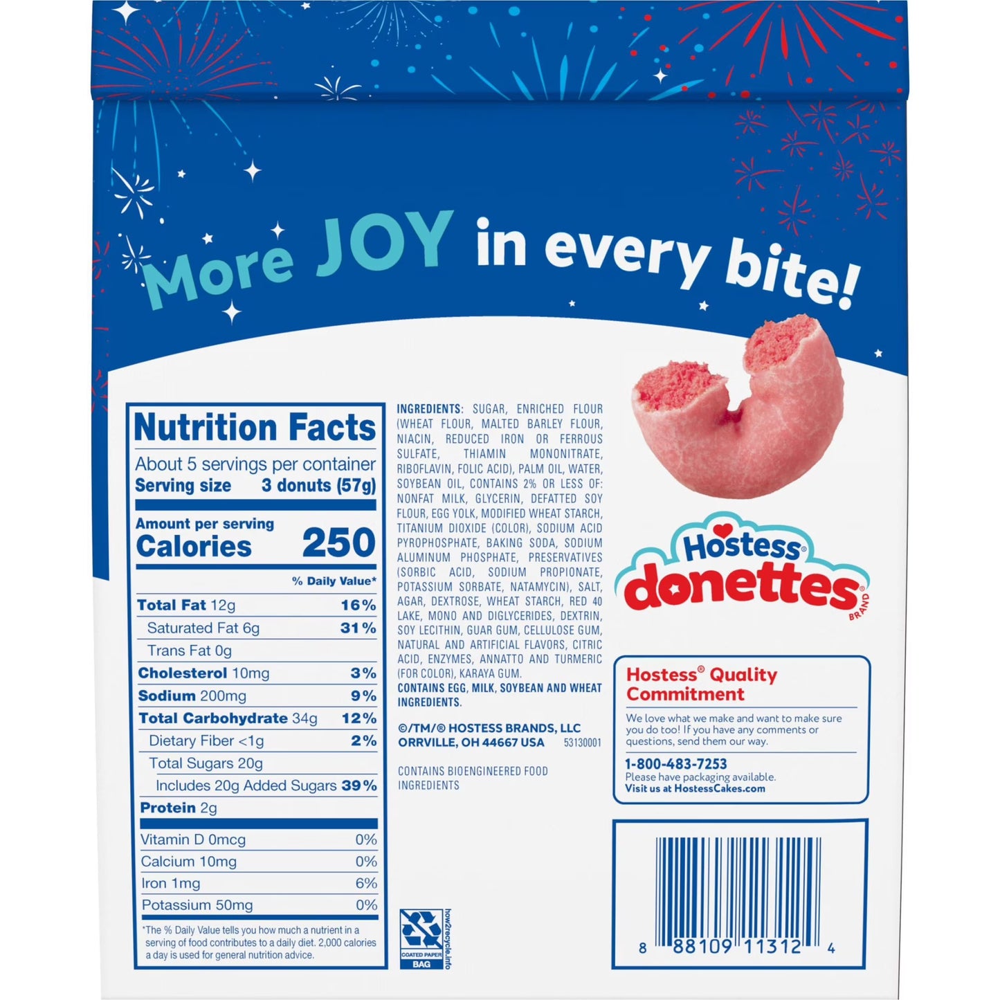 Hostess Donettes, Strawberry Artificially Flavored Mini Donuts, 10 oz Bag