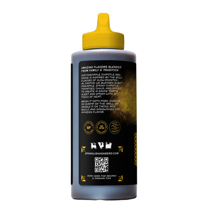Spanglish Asadero Pineapple Chipotle BBQ Sauce for Beef, Pork, and Chicken, 15.3 oz Bottle