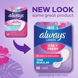 Always Thin No Feel Protection Daily Liners Regular Absorbency Unscented, 72 Ct