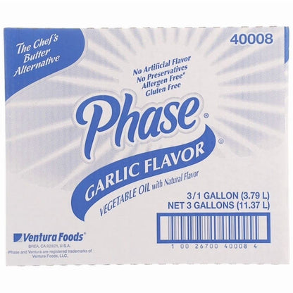 Phase Garlic Flavored Vegetable Oil With Artificial Butter Flavor, 1 Gallon, 3 Per Case