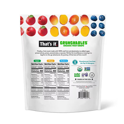 That's it Crunchables Organic Fruit Crisps Variety Pack 18- 6 each Apple, Mango and Blueberry