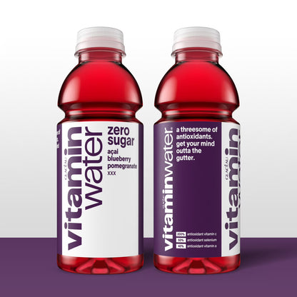 vitaminwater XXX Zero Sugar Acai-Blueberry-Pomegranate Water Beverage Bottles, 16.9 fl oz, 6 Pack