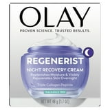 Olay Regenerist Night Recovery Cream with Triple Collagen Peptide, Wrinkle Reducer, Non-Greasy, Fragrance-Free, Hydrating Face Moisturizer for Women, 1.7 oz