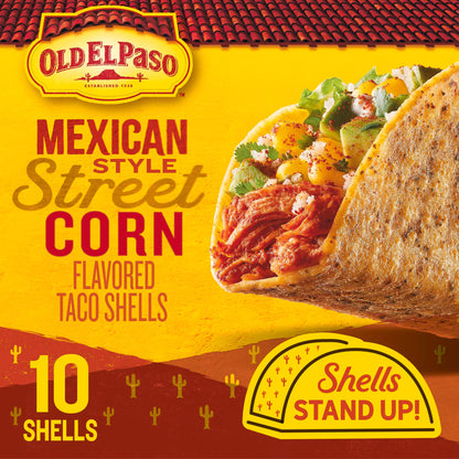 (3 pack) Old El Paso Stand 'N Stuff Taco Shells, Mexican Style Street Corn Flavored, 10 Ct, 5.4 oz