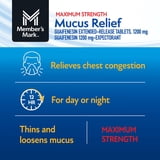 Member's Mark 12-Hour Maximum Strength Chest Congestion Expectorant Tablets, 1200 mg Guaifenesin, 56 ct.
