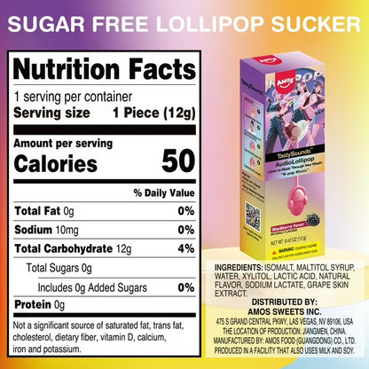Amos Tastysounds Music Lollipops, K-pop Music Sucker Natural Flavor No Sugar Lollipops
