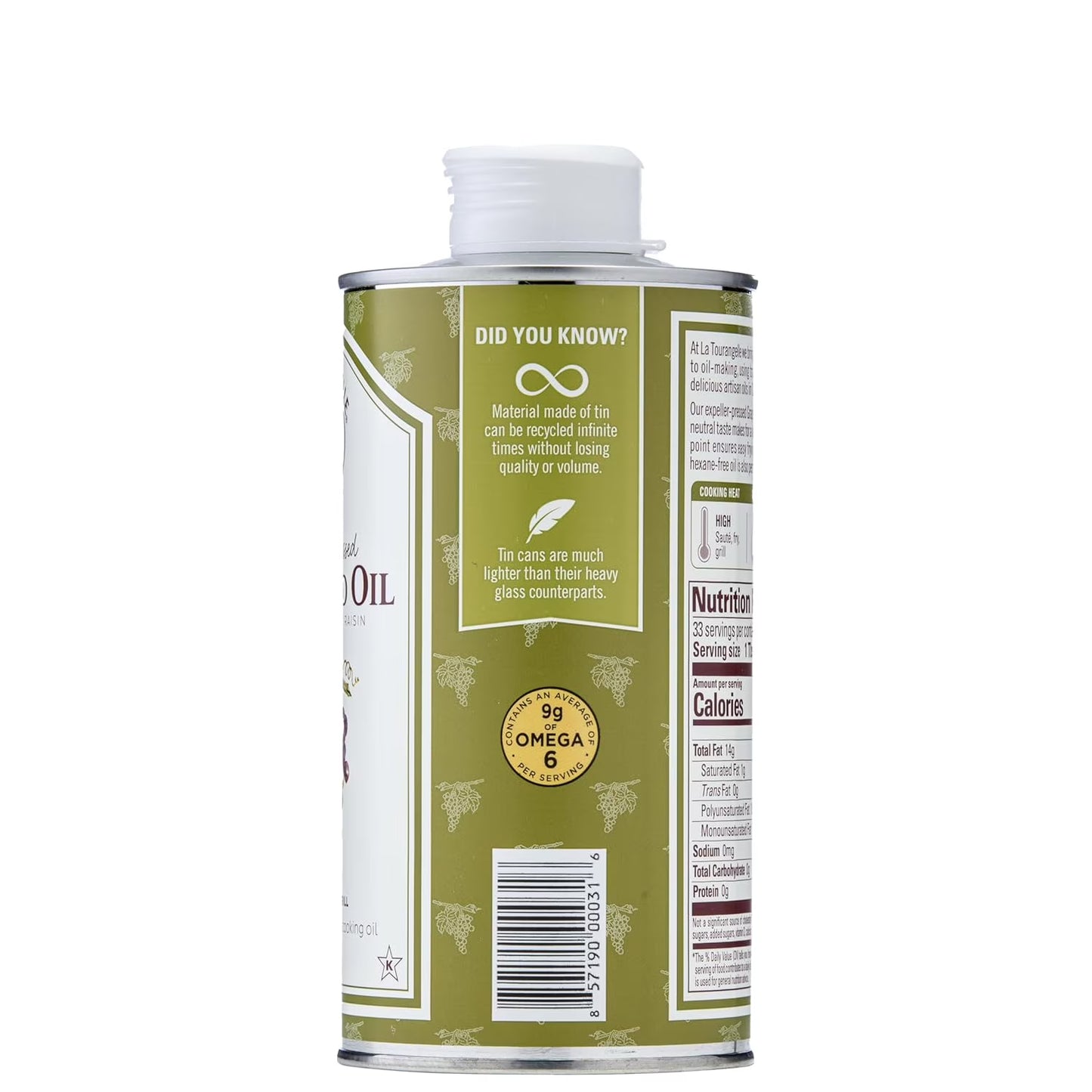La Tourangelle Expeller-Pressed Grapeseed Oil, 16.9 Fl oz