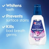 Crest Mouthwash 3D White Clean Whitening, Breath Protection, Alcohol-Free, Radiant Mint Flavor, 32 fl oz