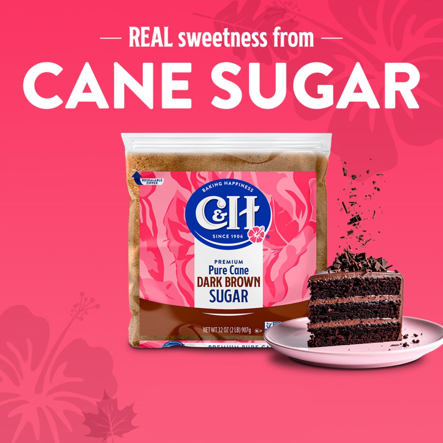 C&H Premium Pure Cane Dark Brown Sugar 2lb. Zipper-Pak