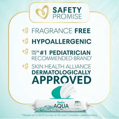 Pampers Aqua Pure Baby Wipes Unscented, 7-Pack, 392 Total Count (Select for More Options)
