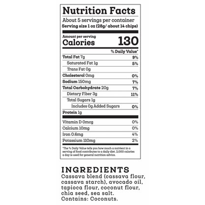 Siete Family Foods Grain Free Tortilla Chips, Sprinkle of Sea Salt, 5 oz