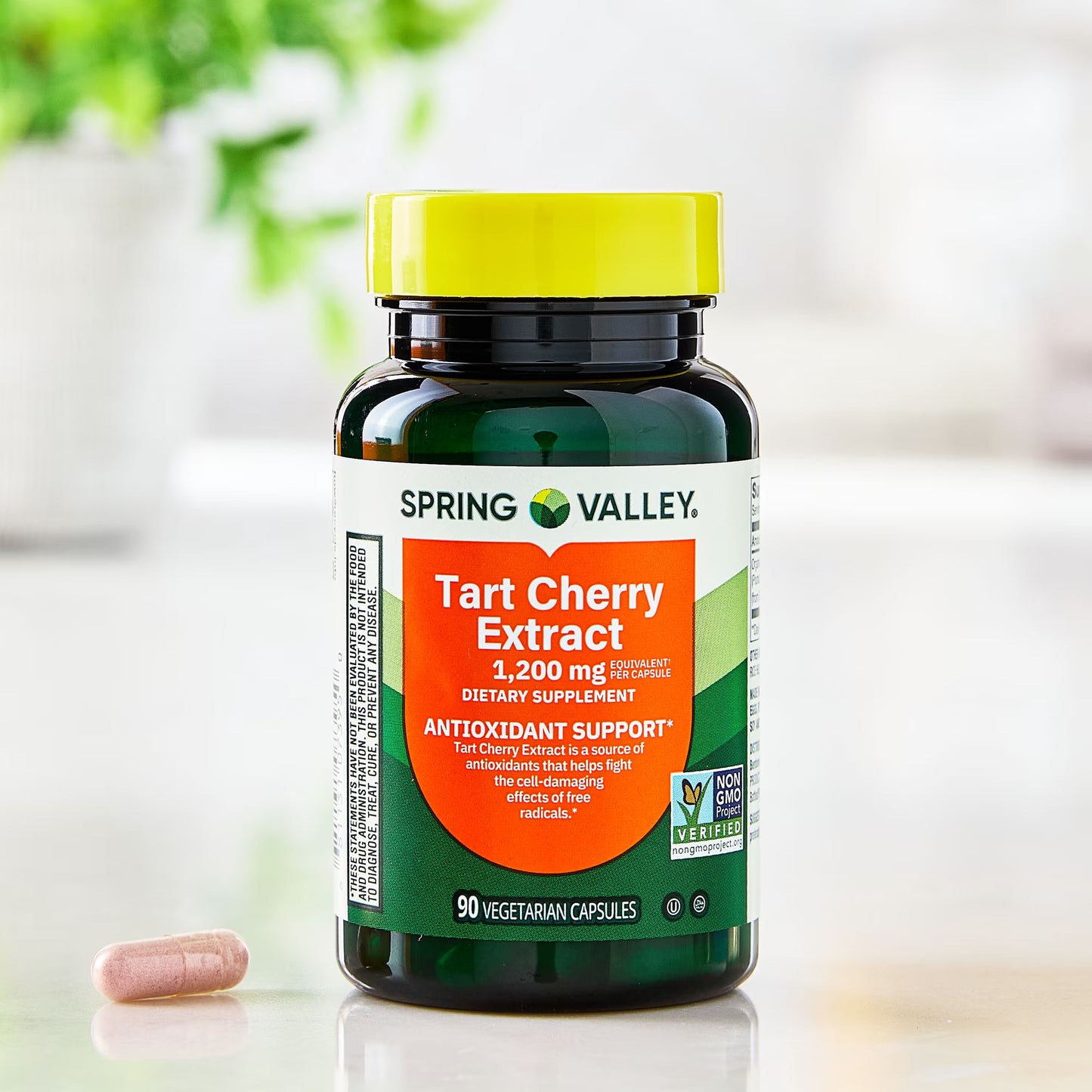 (3 pack) Spring Valley Tart Cherry Extract Dietary Supplement Vegetarian Capsules for Antioxidant Support , 1200 mg, 90 Count