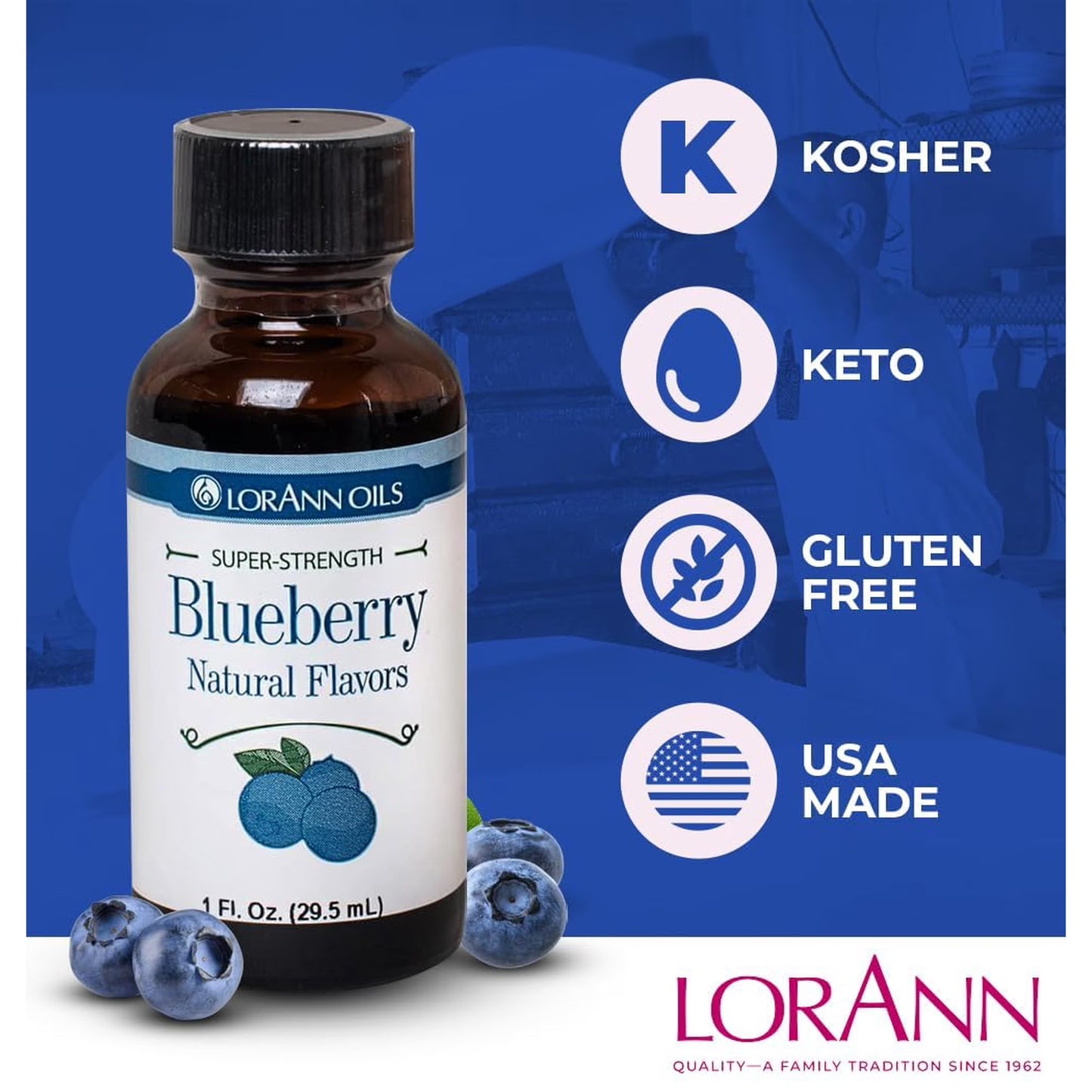 LorAnn Oils Super Strength Flavoring - Used For Candy Making, Flavoring Extracts, Baking, Hard Candy, and Flavor Oils, Blueberry, 1 fl dram
