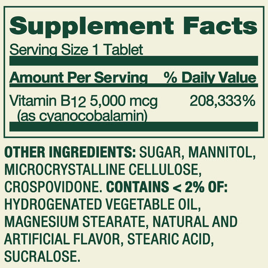 (3 pack) Spring Valley Fast-Dissolve Extra Strength Vitamin B12 Dietary Supplement Tablets for Metabolism Support, Mixed Berry, 5000 mcg, 45 Count