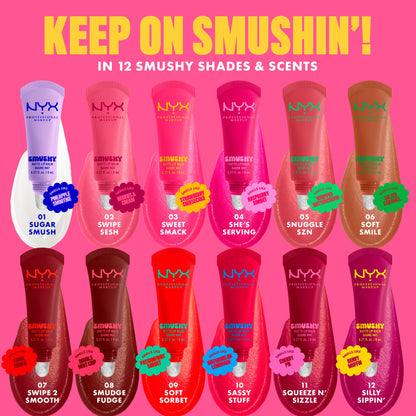 NYX Professional Makeup Smushy Matte Lip Balm, Squeeze N' Sizzle, Cherry Red, 0.27 fl oz