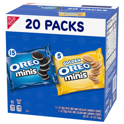 OREO Minis Sandwich Cookies Variety Pack, Original Creme and Golden OREO, 20 Snack Packs