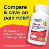 Equate Extra Strength Pain Reliever Acetaminophen 500mg Caplets, Fever Reducer, 200 Count, Compare to Tylenol Extra Strength Active Ingredient