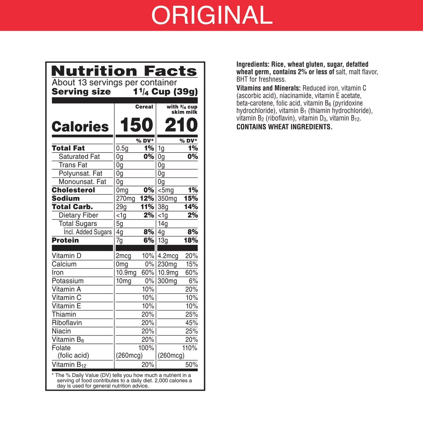 Kellogg's Special K Original Breakfast Cereal Family Size Box, 18 oz