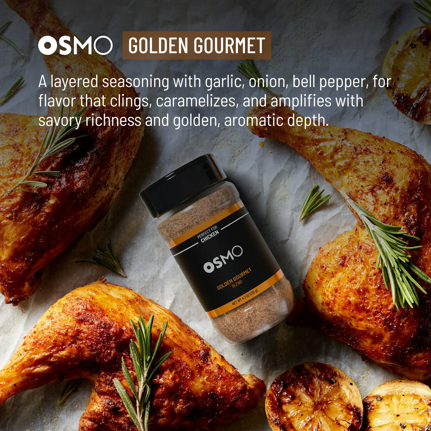 Osmo Golden Gourmet Blend for Chicken, Chef-Crafted Michelin-Star Quality Seasoning, 4.7 oz Powder