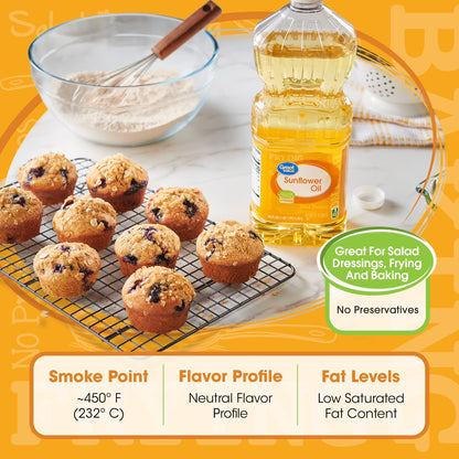 Great Value Sunflower Oil, Heart Healthy, High Smoke Point, 48 fl oz Bottle