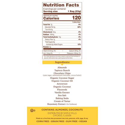 Simple Mills Mini Crunchy Chocolate Chip Gluten Free Cookies 0.8 oz, 8 Count