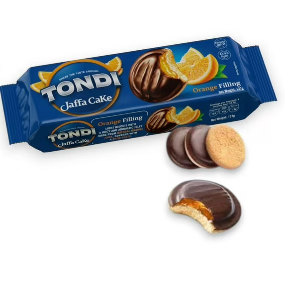 Tondi Variety 6 Pack European Biscuits, Jaffa Cakes 2 Orange Filling, 2 Strawberry Filling and 2 Cherry Filling 137g/each