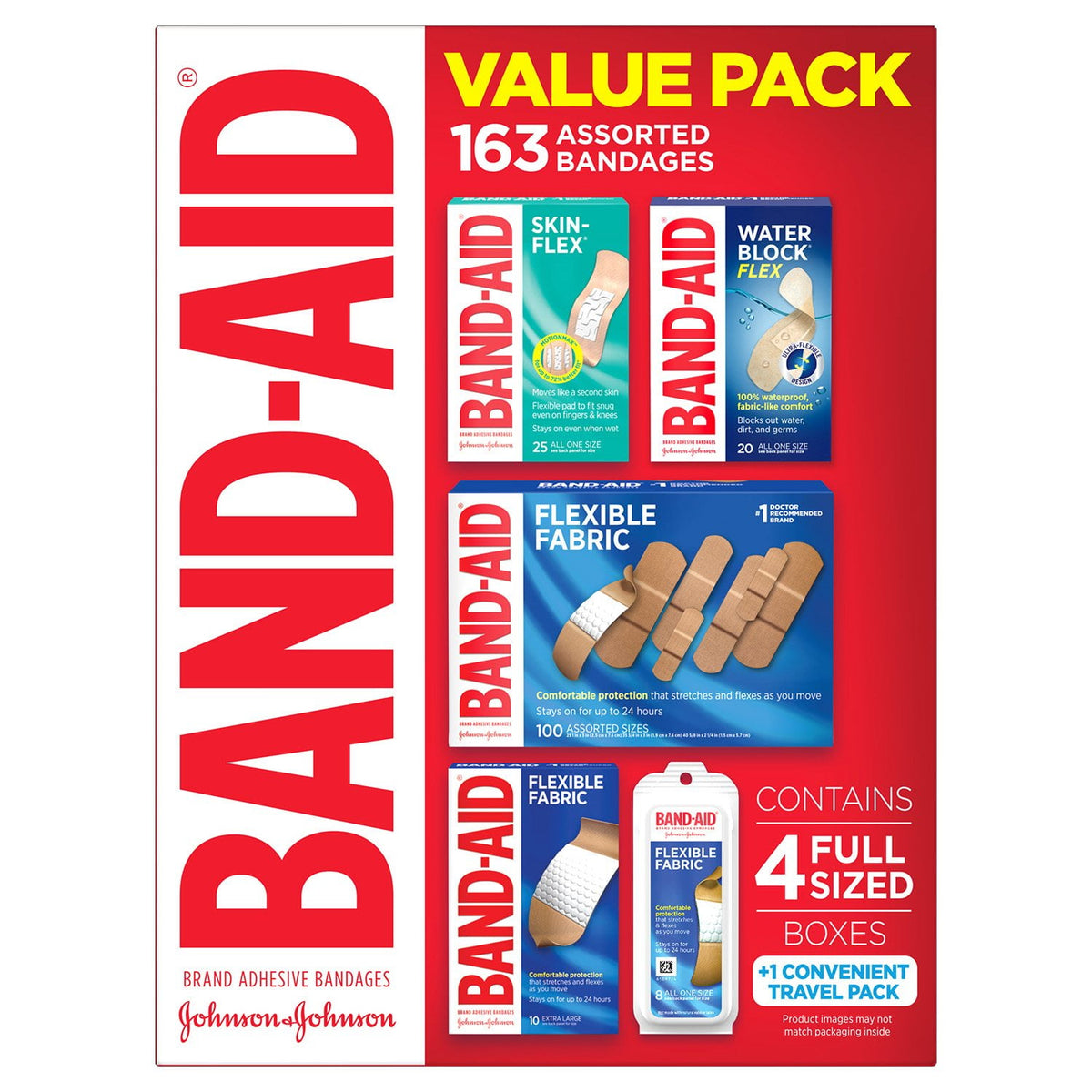 BAND-AID Adhesive Bandages, Variety Pack, 163 ct.